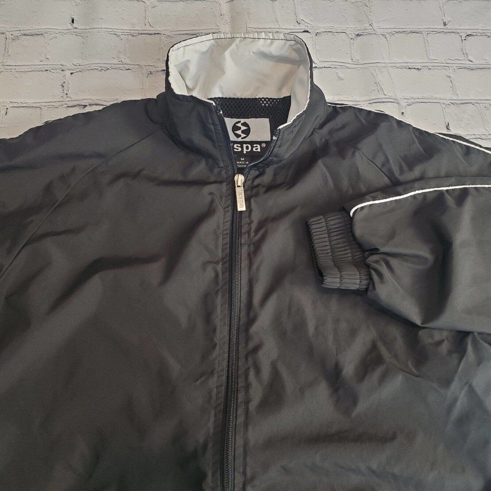 IXSPA Jacket Womens Medium Black Full Zip‎ Windbreaker Lightweight Long Sleeve